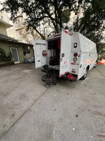 Magnet Plumbing service vehicle on-site for Water Heater Repair in Sunset